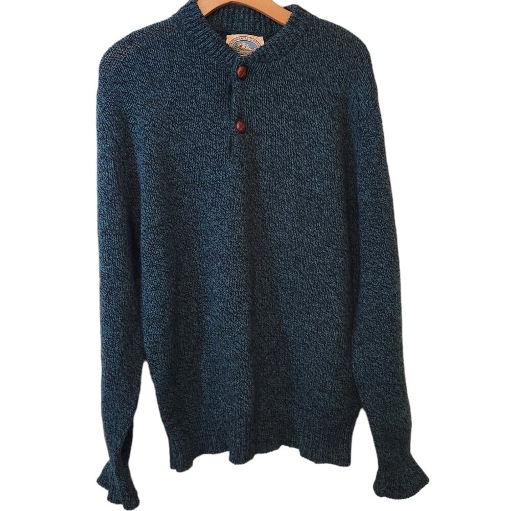 Vintage ENVIRONMENTAL CLOTHING CO Wool Blend‎ Blue Sweater 1/4 Button Medium USA